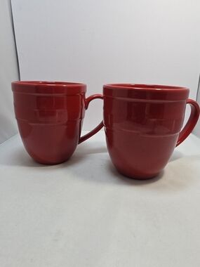 Longaberger Paprika Red Jumbo Mug 22oz Woven Traditions Set Of 2 (A4)